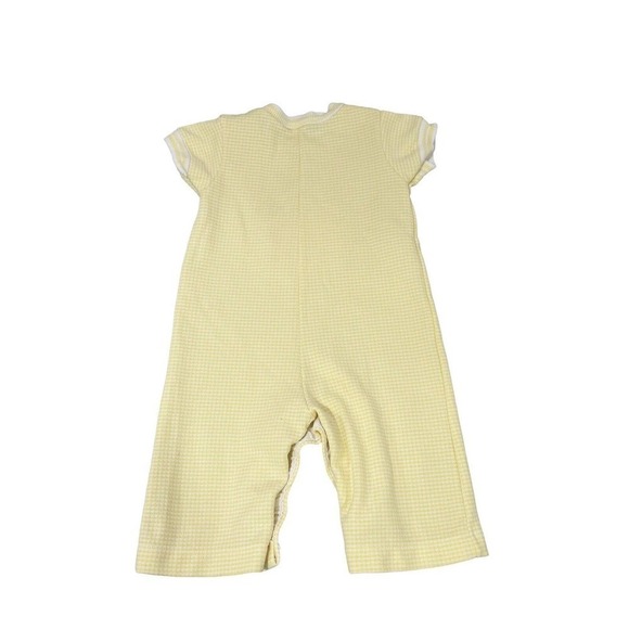 Vintage Carters Baby Boy Yellow Gingham Trains One Piece Jumpsuit 6 Months - Picture 2 of 3